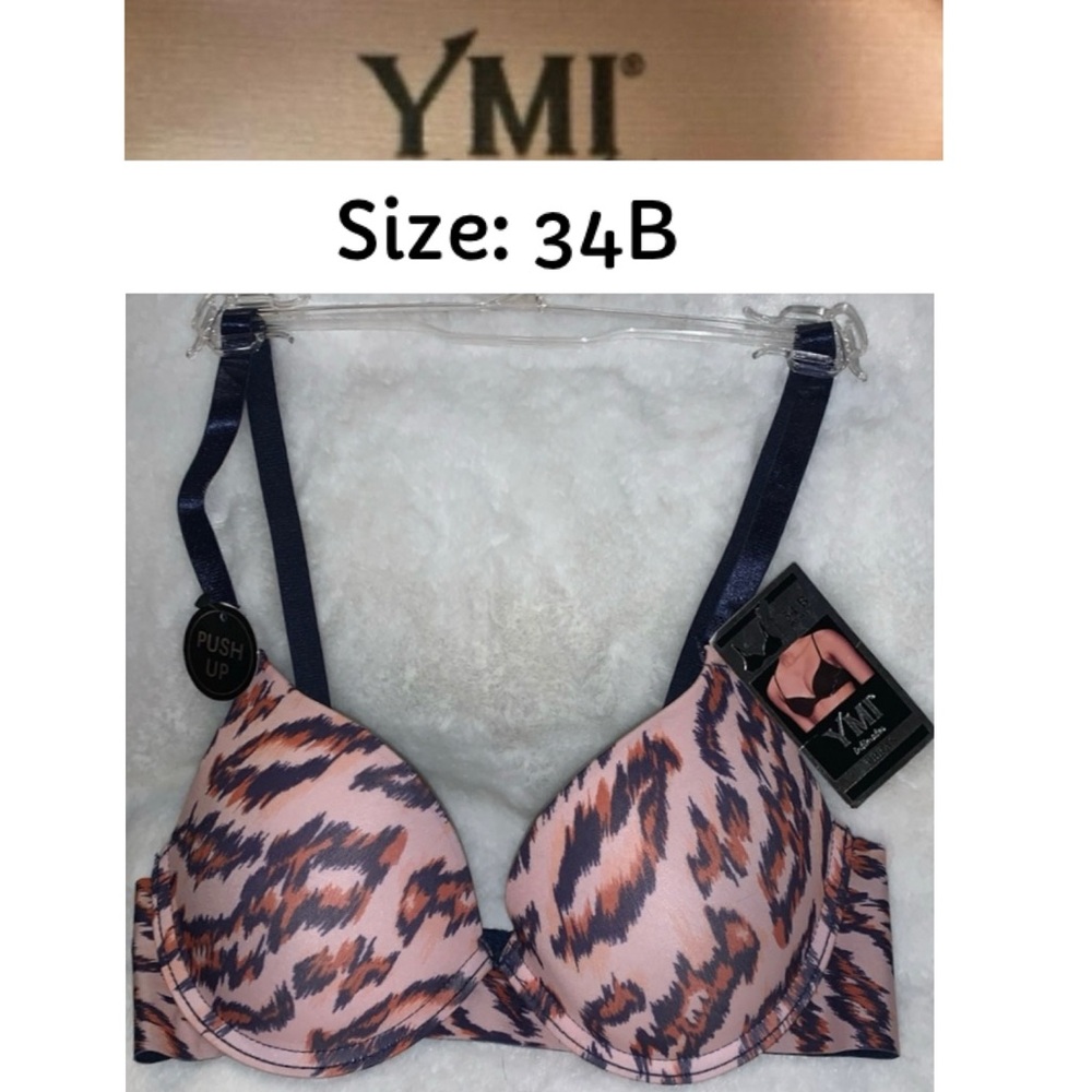 🦜 YMI Pink Animal Print Push-Up Bra NWT 34B - Picture 1 of 9